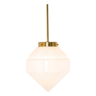 Vintage Plumb Bob Opaline Pendant Lamp, 1950s For Sale