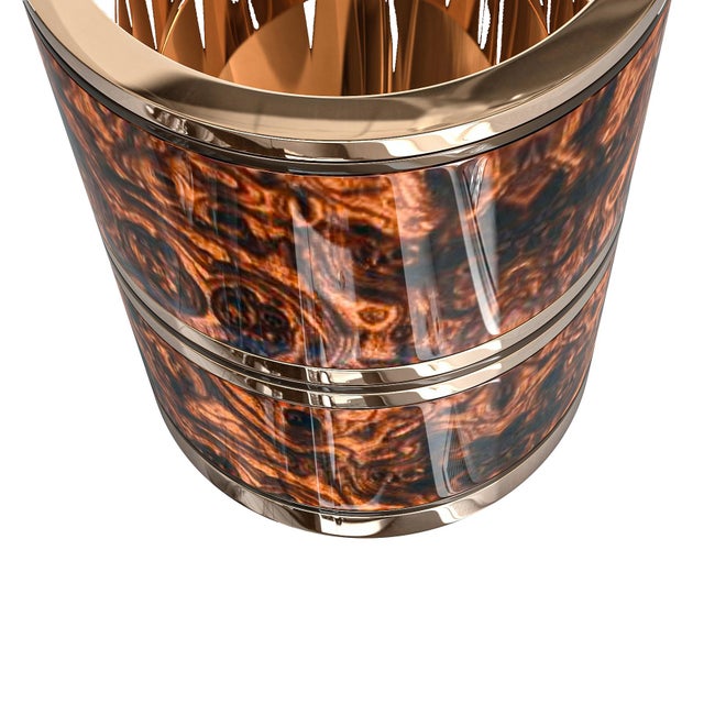 Not Yet Made - Made To Order "Melagrana" Ice Bucket With Special Burl Walnut and Bronze For Sale - Image 5 of 5