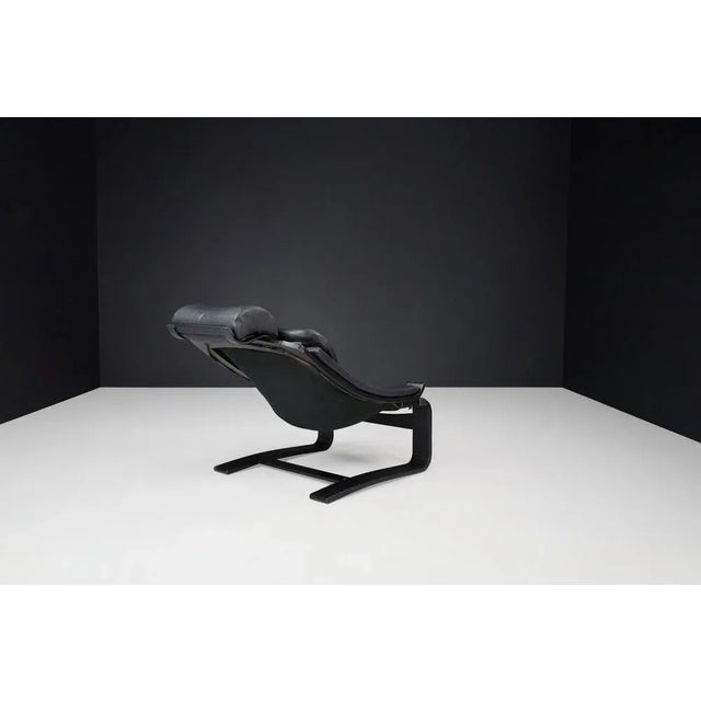 Black Vintage Dutch Bentwood and Leather Lounge Chair attributed to Sonja Wasseur, 1970s For Sale - Image 8 of 11