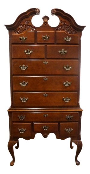 Stanley Furniture American Heritage Collection Mahogany Traditional Style 41" Pediment Highboy Chest 172-13-113 / 172-13-114