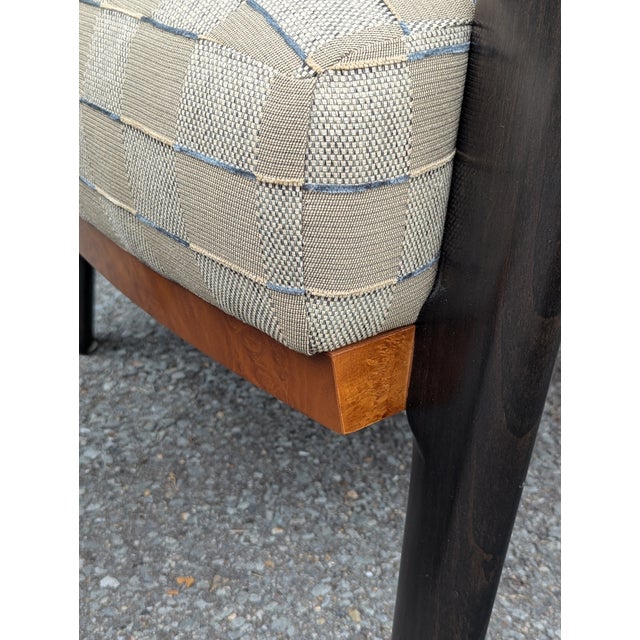 Wood Postmodern Burl Wood Lounge Chair and Ottoman Attributed to Adam Tihany for Pace Collection, C. 1990, Italian For Sale - Image 7 of 12