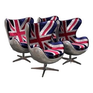 Acme Furniture Brancaster British Flag Egg Chairs, Set of Four For Sale