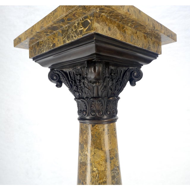 Neoclassical 14" Square Top Tapered Column Pedestal Stand Lamp Table MINT For Sale - Image 12 of 12