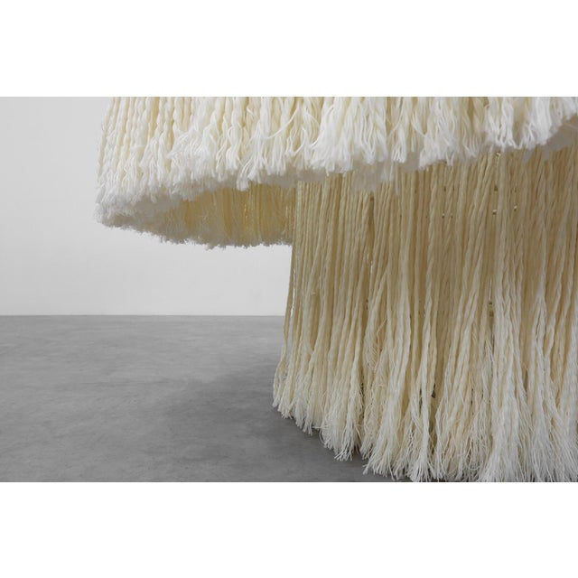 Monumental White Dining Table with Glass Top and Macramé, 1990s For Sale - Image 9 of 13