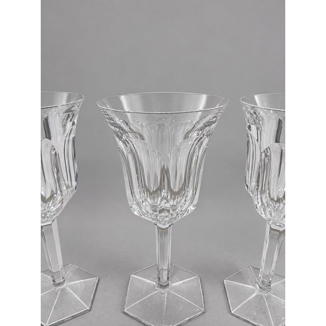 Glass Set of 4, Baccarat France "Malmaison" Pattern Crystal Claret Wine Glasses For Sale - Image 7 of 7