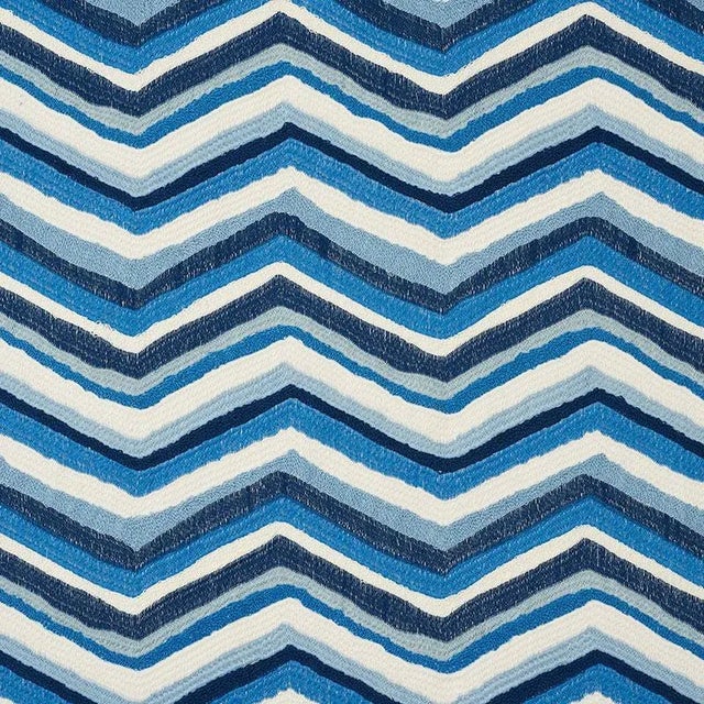 Sample - Schumacher Shasta Embroidery Fabric in Blue For Sale