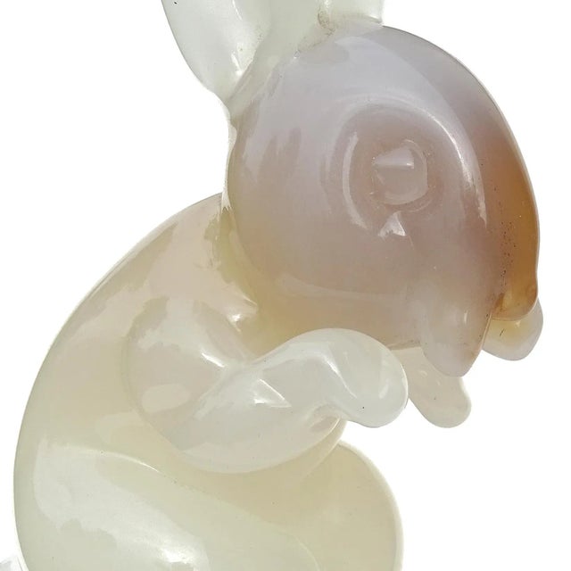 Murano Murano Seguso Vintage Opalescent White Caramel Italian Art Glass Bunny Rabbit Sculpture For Sale - Image 4 of 6