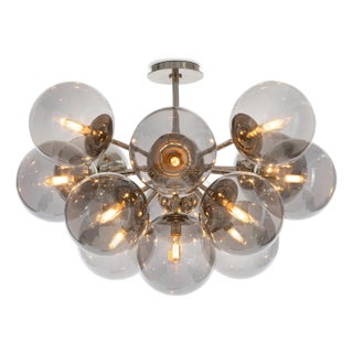 Regina Andrew Shine Globe Flush Mount, Polished Nickel with Smoke Glass For Sale