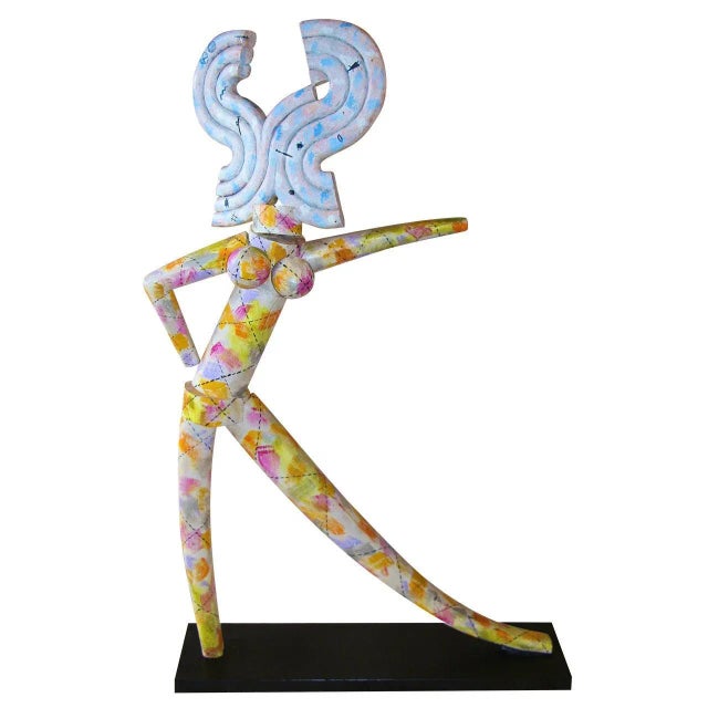 Yellow Fred Schumm Lifesize Painted Wood Sculpture of a Nude For Sale - Image 8 of 8