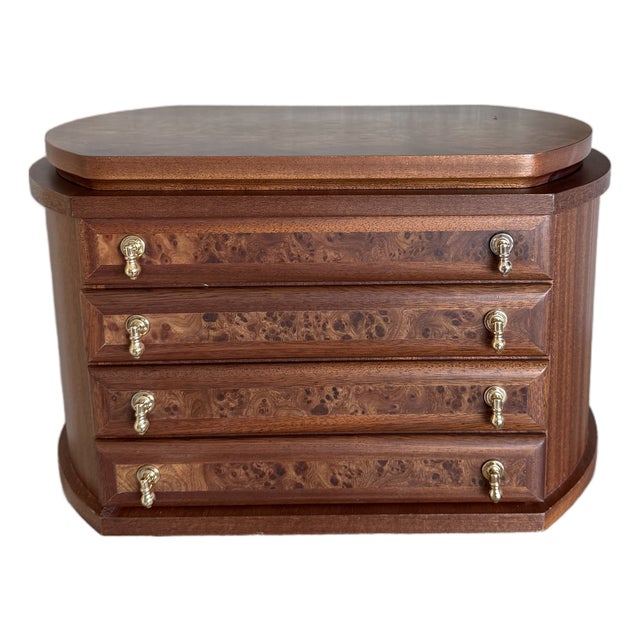 Large Vintage Agresti Briarwood Jewelry Box 4 Drawers Chest For Sale