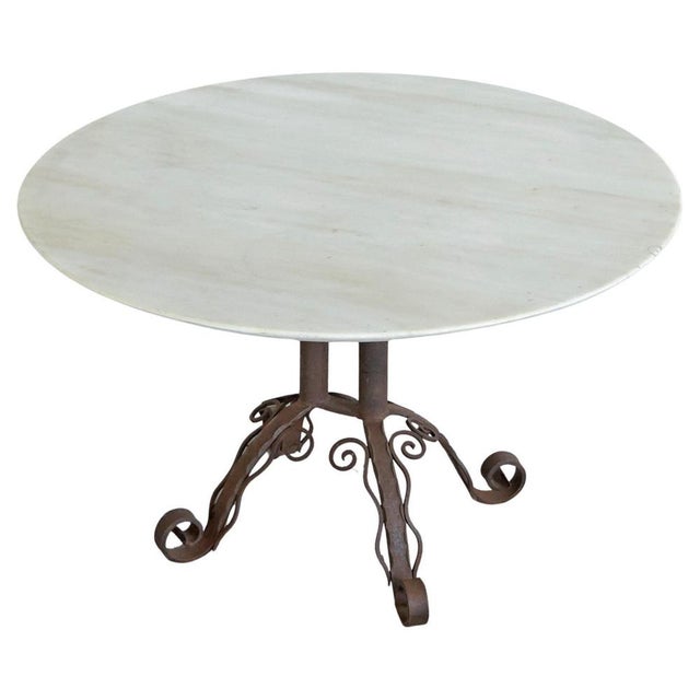 Vintage Art Deco Coffee Table in Wrought Iron and Marble, 1920s For Sale - Image 13 of 13