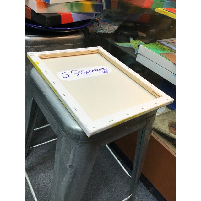 Acrylic on 14” by .58 by 11” Stretched Canvas. Artist signed on the back side with S. Stilgenbauer (CA Artist Stephen...