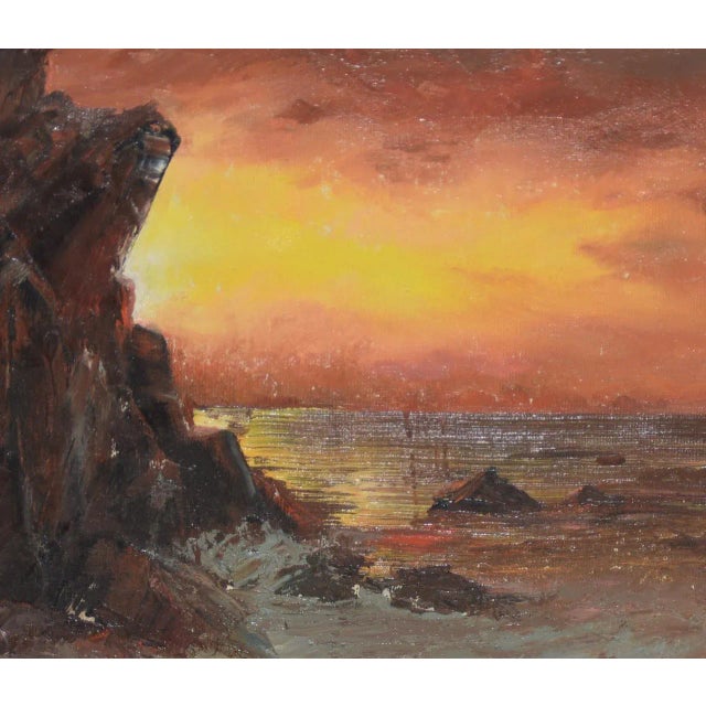 Irina Roublon Belotelkin (January 1, 1913 – January 21, 2009) "Coastal Sunset" Oil Painting c.1960s Rare original oil...