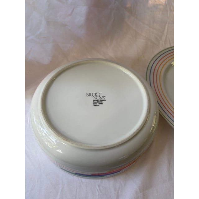 Vintage 1980’s Studio Nova fire & ice collection serving bowl and plater plate. Beautiful rainbow colors. Bowl 10” wide...