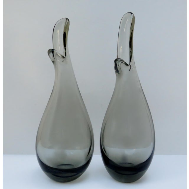 1960s 1960s Holmegaard Smoke Glass Vases, a Pair For Sale - Image 5 of 7
