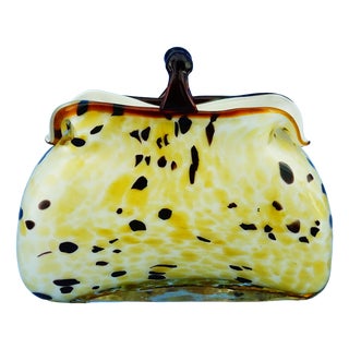 20th Century Sculpture in the Shape of a Bag Vase in Spotted Sommerso Glass attributed to Franco Moretti, Murano, 1980s For Sale
