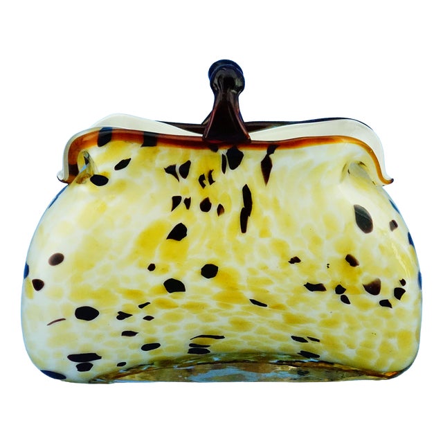 20th Century Sculpture in the Shape of a Bag Vase in Spotted Sommerso Glass attributed to Franco Moretti, Murano, 1980s For Sale