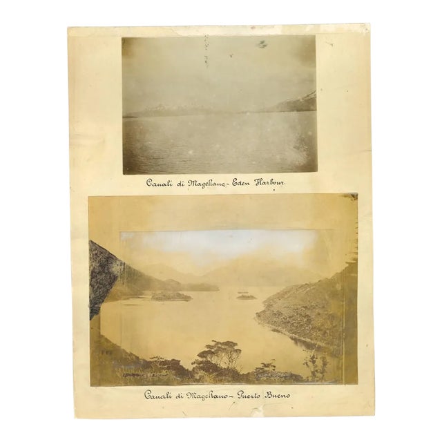 Ancient View of the Strait of Magellan - Vintage Print - 1880s For Sale