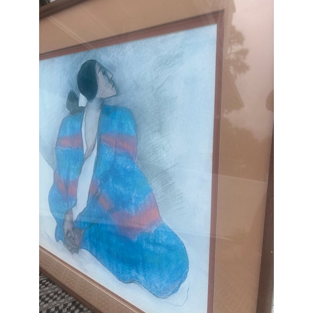 1970s Rc Gorman Woman in Blue Blanket 1977 Framed Signed Lithograph For Sale - Image 5 of 10