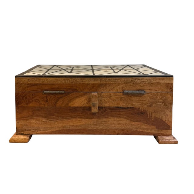 Vintage Indian Bone and Ebony Inlaid Work Box For Sale - Image 9 of 10
