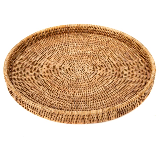 Artifacts Rattan Round Tray 16"x 2" For Sale - Image 4 of 4