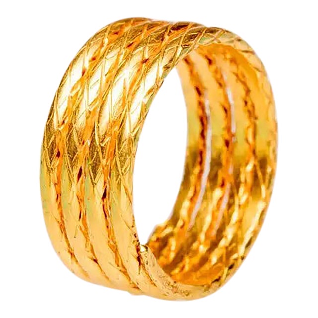 Late 20th Century 22 Karat Gold Coil Band Ring, Size 8.5 For Sale
