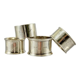 Estate Sterling Silver Napkin Rings, Mixed Set of Four For Sale