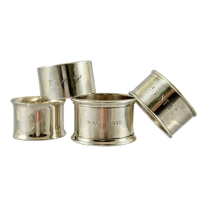 Estate Sterling Silver Napkin Rings, Mixed Set of Four