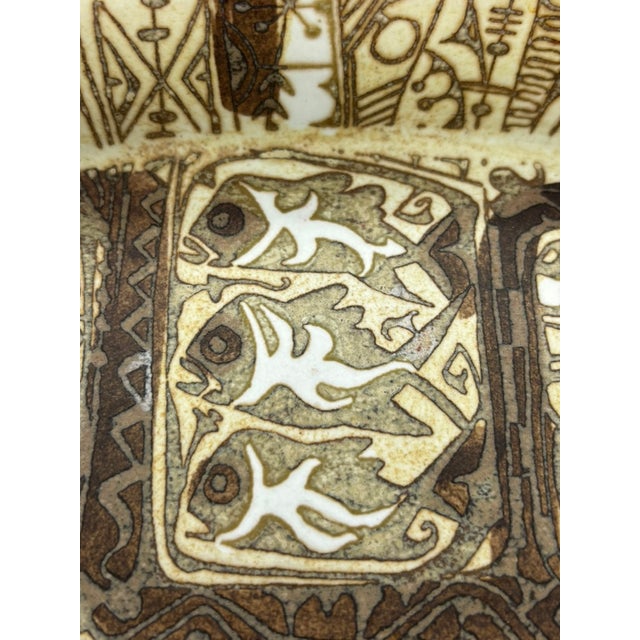 Ceramic Vintage Nils Thorsson Royal Copenhagen Faience Baca Series Shallow Dish For Sale - Image 7 of 18