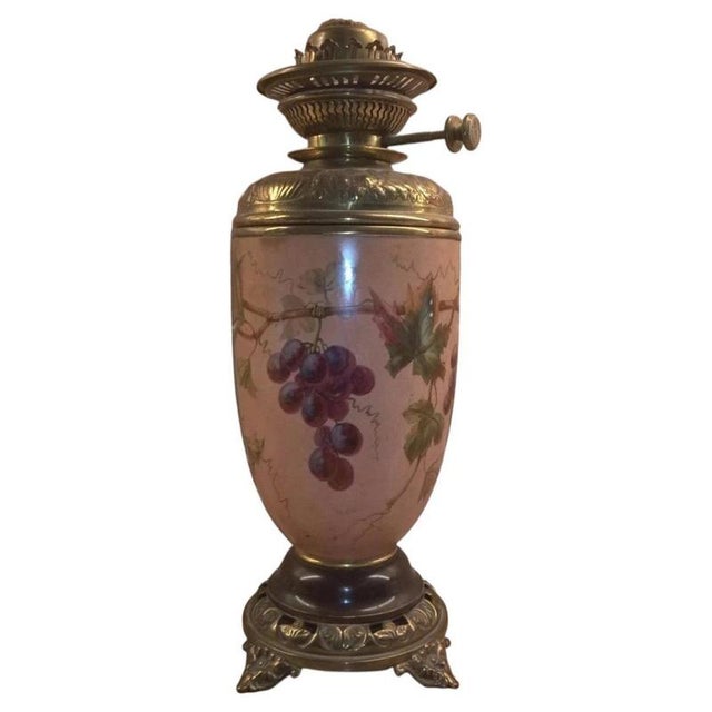 Victorian Porcelain Kerosene Lamp with Decorative Base, 1890s For Sale - Image 14 of 14