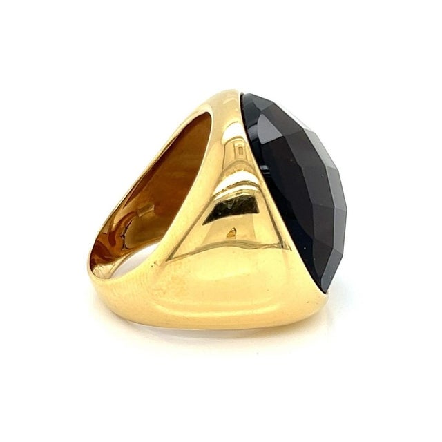 Mid 20th Century Lalla & Rossana 18k Yellow Gold Smoky Quartz Wide Ring - Size 7.5 For Sale - Image 4 of 6