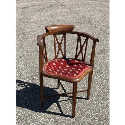 Inlaid Brown Mahogany Armchair For Sale - Image 3 of 6