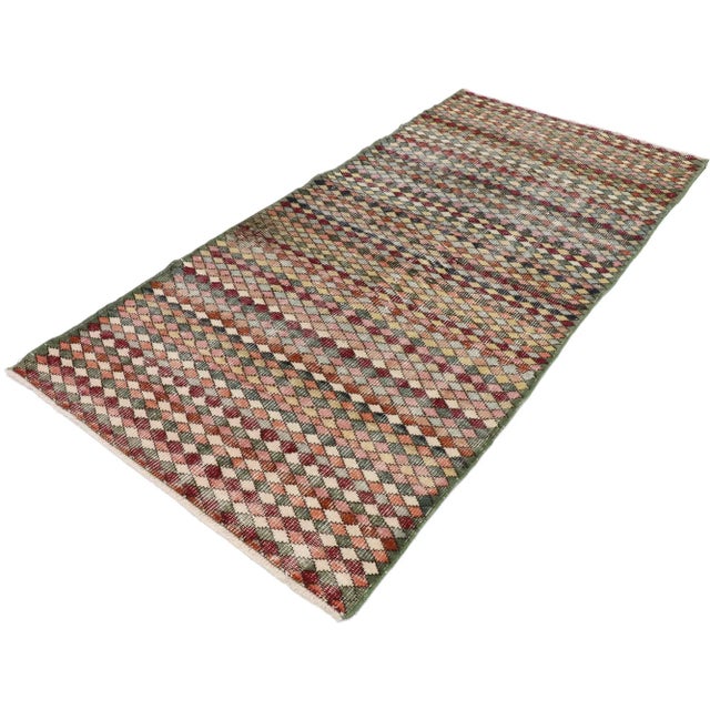 53371 Vintage Turkish Sivas Rug, 03'01 x 06'04. Warm and inviting with rustic sensibility, this hand-knotted wool...