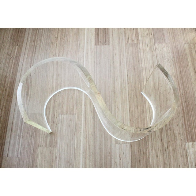 Transparent 1970s Vladimir Kagan Style Biomorphic Curved Lucite Coffee Table Base For Sale - Image 8 of 9