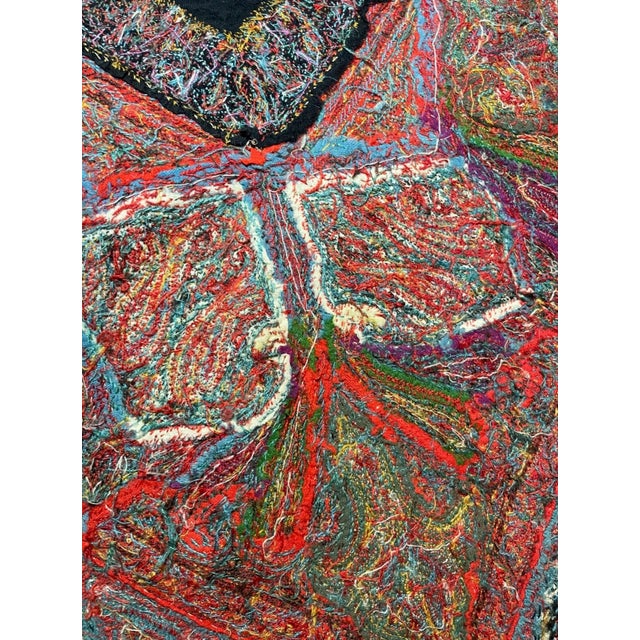 Share Huge Antique 1800's Victorian Kashmir Wool Paisley Shawl Embroidery Tapestry Art For Sale - Image 10 of 18