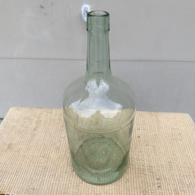 A Nice Antique Aqua Coloured Blown Glass Demijohn Bottle, 19th Century. For Sale - Image 11 of 12