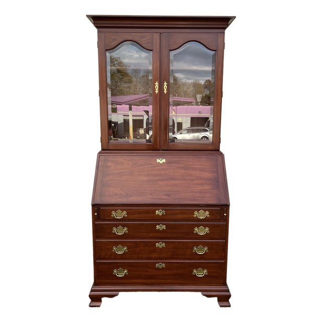 Late 20th Century Henkel Harris Cherry Hancock Secretary Bookcase For Sale
