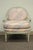 Vintage French Louis XVI Style Pink Blue Carved Bergere Boudoir Lounge Arm Chair. Item features solid carved wood frame,...