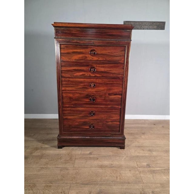 Antique French Rosewood and Brass Inlaid Chest, 1880s, in Very Good conditions.