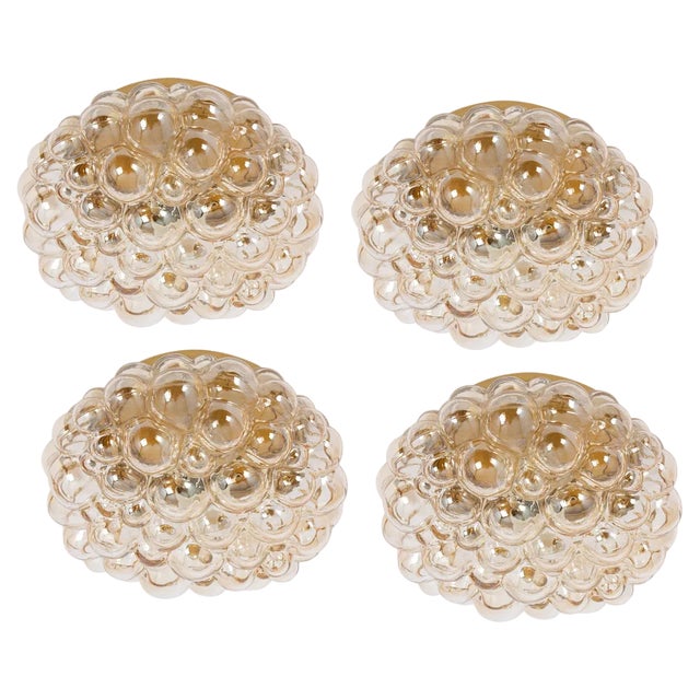 Small Amber Bubble Glass Flush Mount attributed to Limburg, Germany, 1960s For Sale