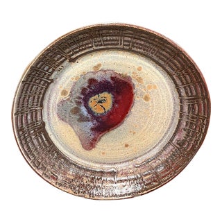 1960s Marg Loring Mid Century Modern Studio Potter Charger Platter Allied Craftsmen Signed For Sale