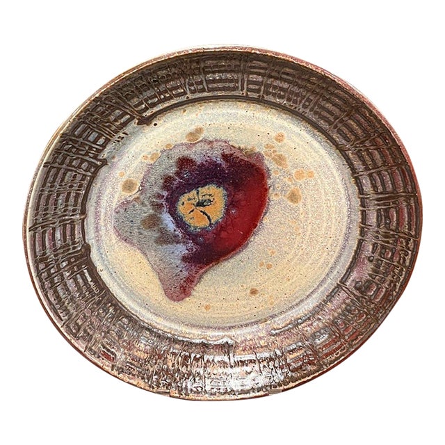 1960s Marg Loring Mid Century Modern Studio Potter Charger Platter Allied Craftsmen Signed For Sale