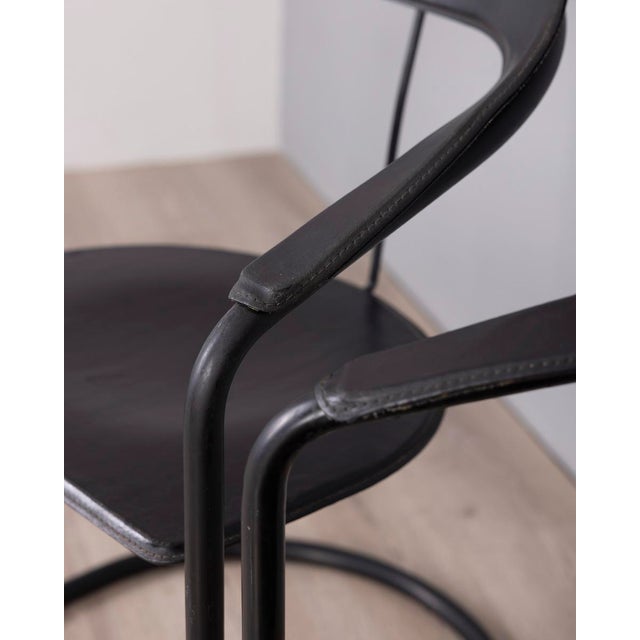 1970s Vintage Metal and Leather Canasta Chairs by Arben, Italy, 1970s, Set of 2 For Sale - Image 5 of 12