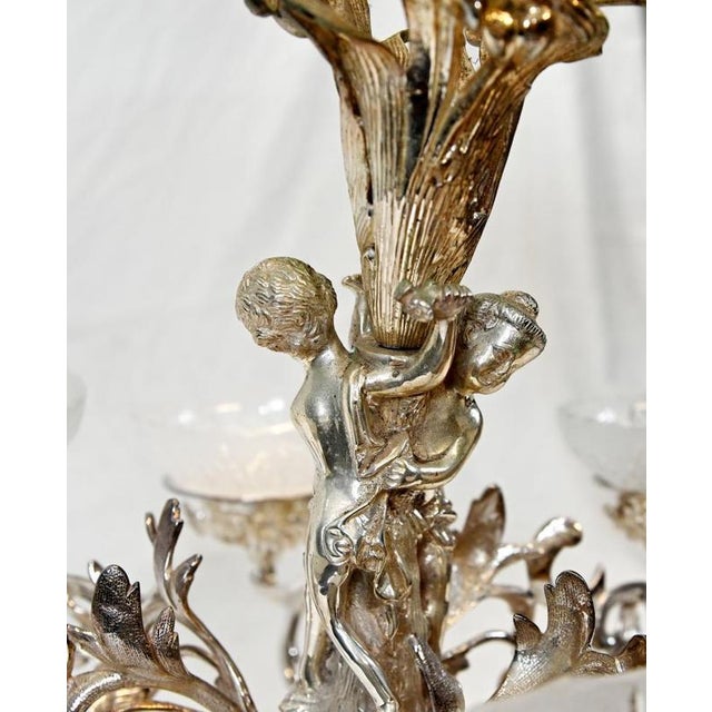 Victorian Silver-Plated and Cut Glass Centrepiece with Cherub For Sale - Image 6 of 12