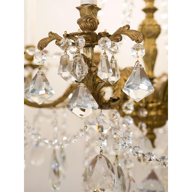 Vintage Louis XVI Chandelier in Bronze and Crystal, 1940s For Sale - Image 4 of 12
