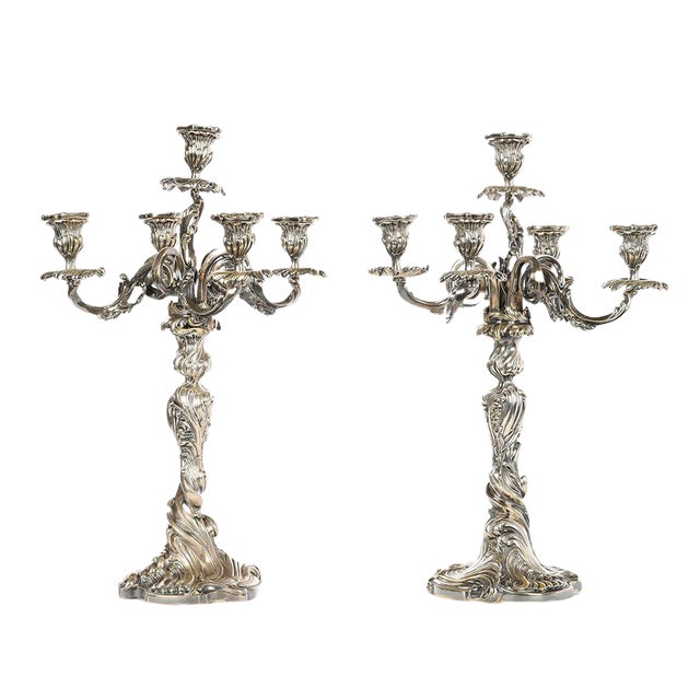 Silver Candleholders, 1870s, Set of 2 For Sale
