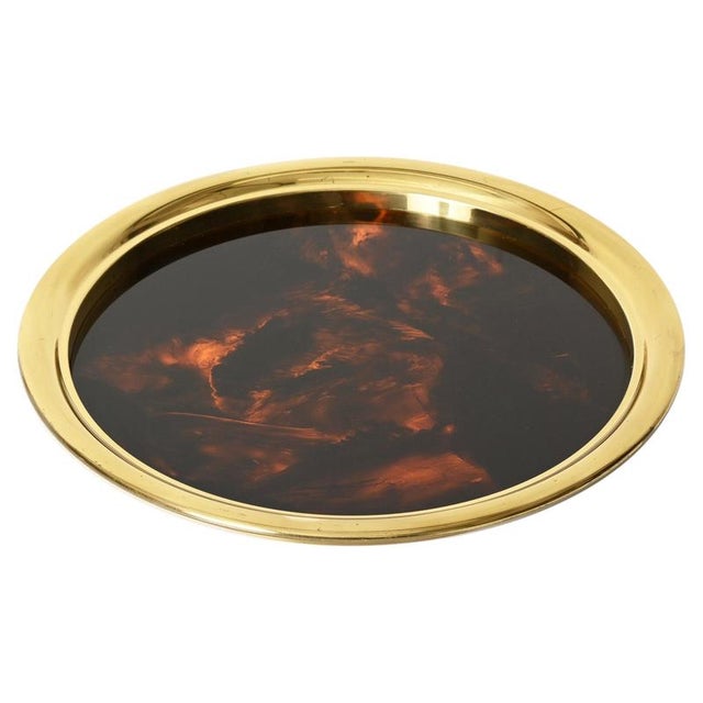 Round Serving Tray in Tortoiseshell Effect from Christian Dior, 1970s For Sale - Image 12 of 12