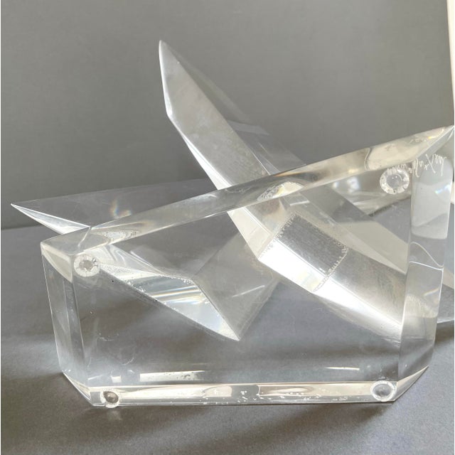 Plastic Vintage Van Teal Abstract Lucite Sculpture For Sale - Image 7 of 8
