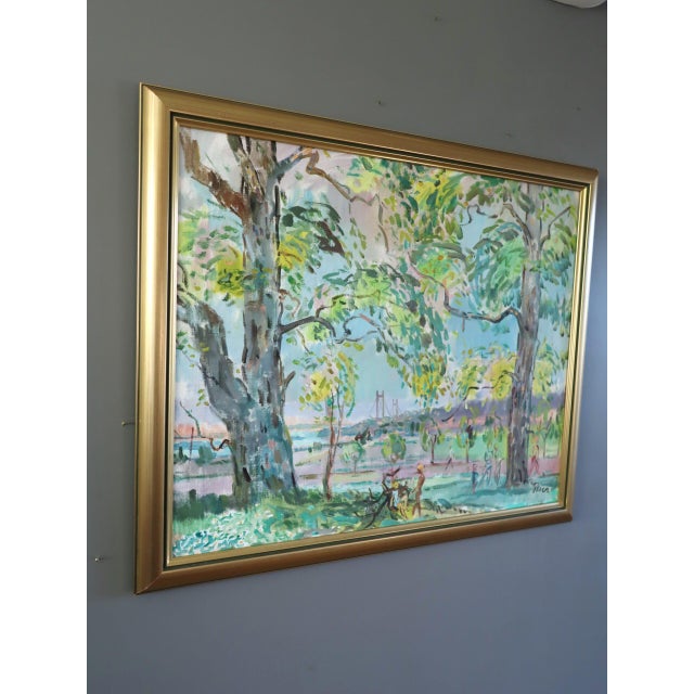 Mid-Century Modern Mid-Century Modern 'Canopy of Light' Vintage Swedish Expressive Original Landscape Oil Painting, Framed For Sale - Image 3 of 11