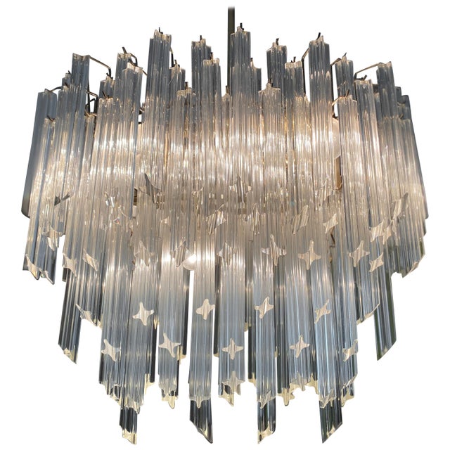 1960s Six-Tier Murano Crystal Italian 120 Quadriedri Prism Chandelier For Sale - Image 10 of 10